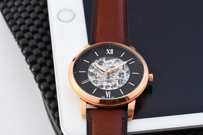 Fossil Neutra ME3195 Automatic Skeleton Dial Brown Leather Strap