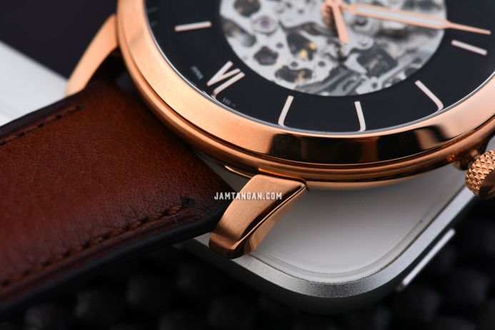 Fossil Neutra ME3195 Automatic Skeleton Dial Brown Leather Strap