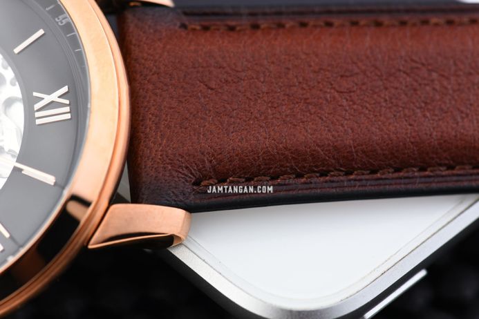 Fossil Neutra ME3195 Automatic Skeleton Dial Brown Leather Strap
