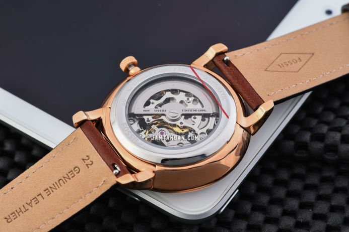Fossil Neutra ME3195 Automatic Skeleton Dial Brown Leather Strap