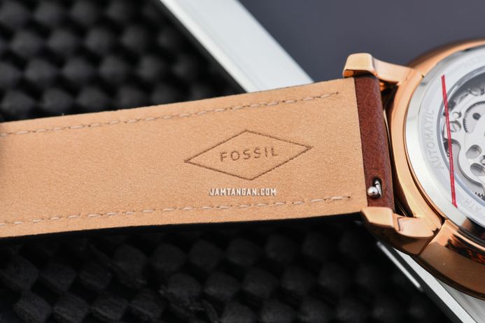 Fossil Neutra ME3195 Automatic Skeleton Dial Brown Leather Strap