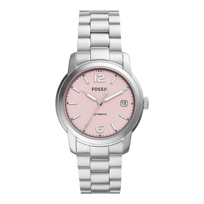 Fossil Heritage ME3229 Automatic Pink Dial Stainless Steel Strap