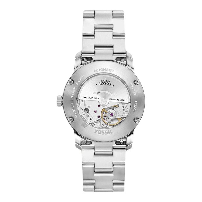 Fossil Heritage ME3229 Automatic Pink Dial Stainless Steel Strap