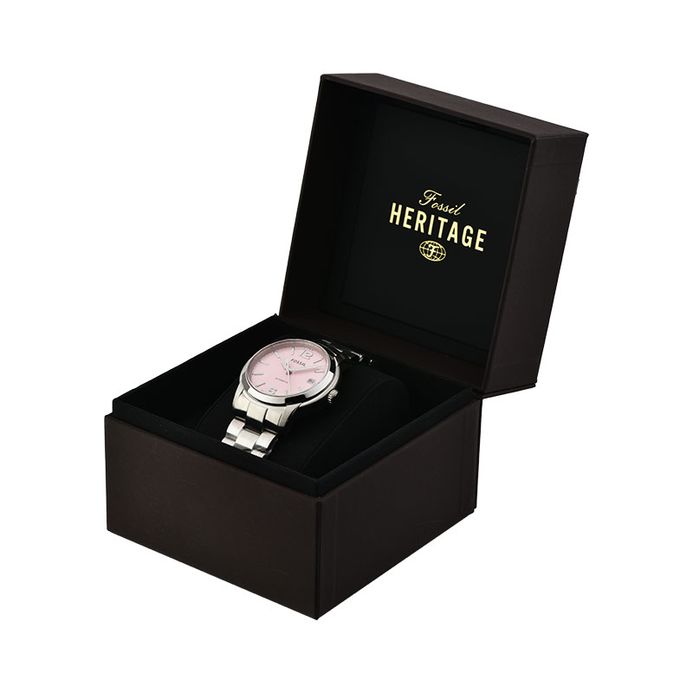 Fossil Heritage ME3229 Automatic Pink Dial Stainless Steel Strap