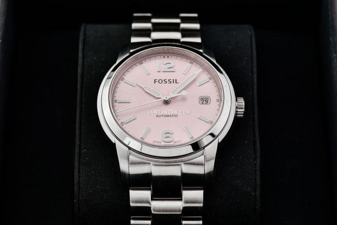 Fossil Heritage ME3229 Automatic Pink Dial Stainless Steel Strap