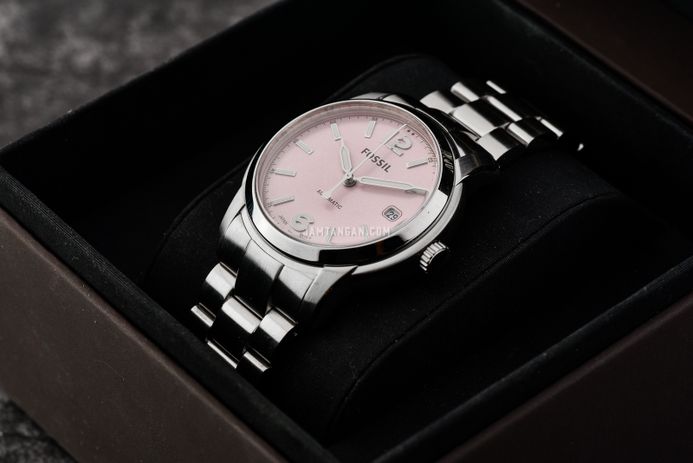 Fossil Heritage ME3229 Automatic Pink Dial Stainless Steel Strap