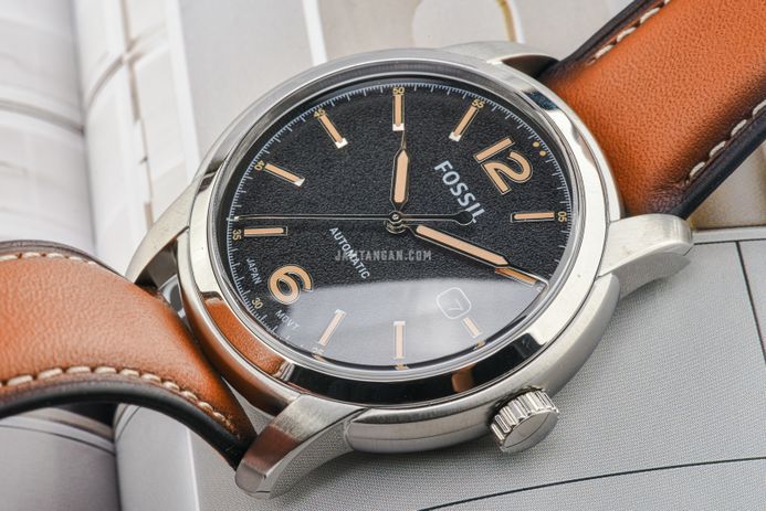 Fossil Heritage ME3233 Automatic Black Dial Luggage Leather Strap