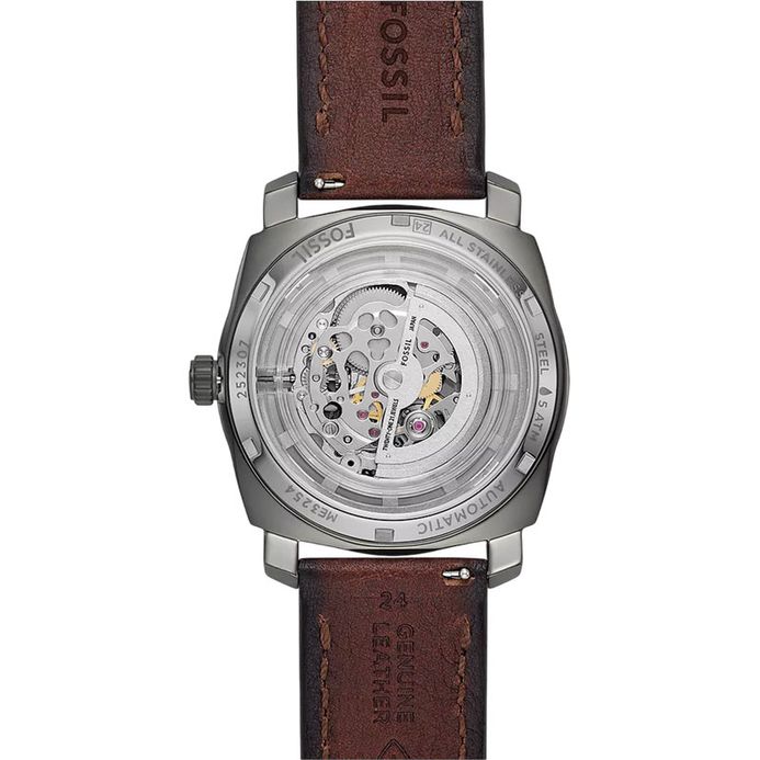 Fossil Machine ME3254 Men Automatic Skeleton Grey Dial Brown