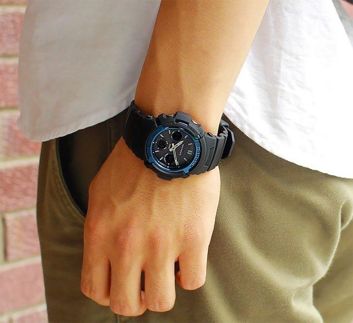 Casio G-Shock AWG-M100A-1AER Tough Solar Digital Analog Dial Black Resin Band