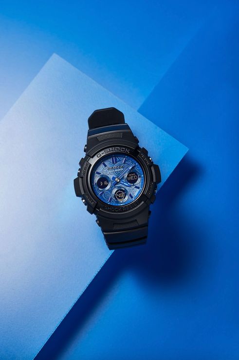Casio G-Shock AWG-M100SBP-1A AWG-M100SBP-1AJF Blue Paisley Pattern