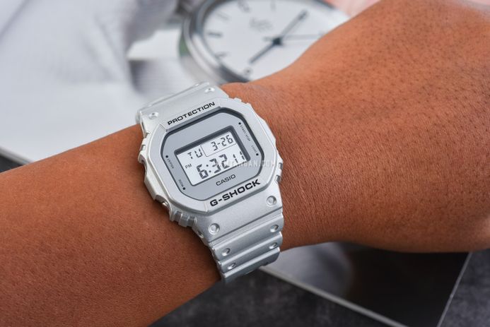 Casio G-Shock DW-5600FF-8DR Forgotten Future Series Digital Dial Metalic Silver Resin Band