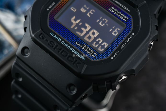 Casio G-Shock DW-5600RW-1DR Rainbow Brick Wall Digital Dial Black Resin Band