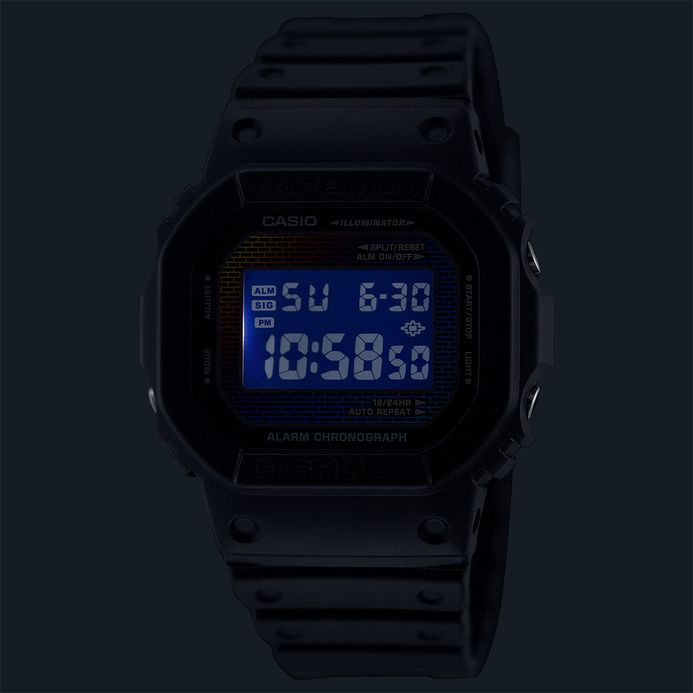 Casio G-Shock DW-5600RW-1DR Rainbow Brick Wall Digital Dial Black Resin Band