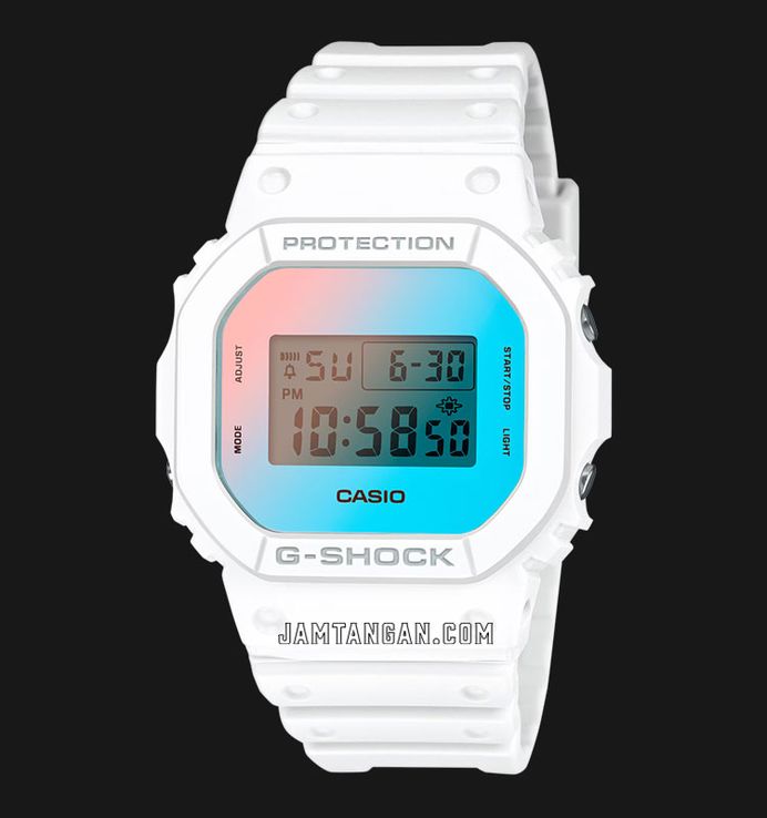 Casio G-Shock DW-5600TL-7DR Beach Time Lapse Series Digital Dial White Resin Band