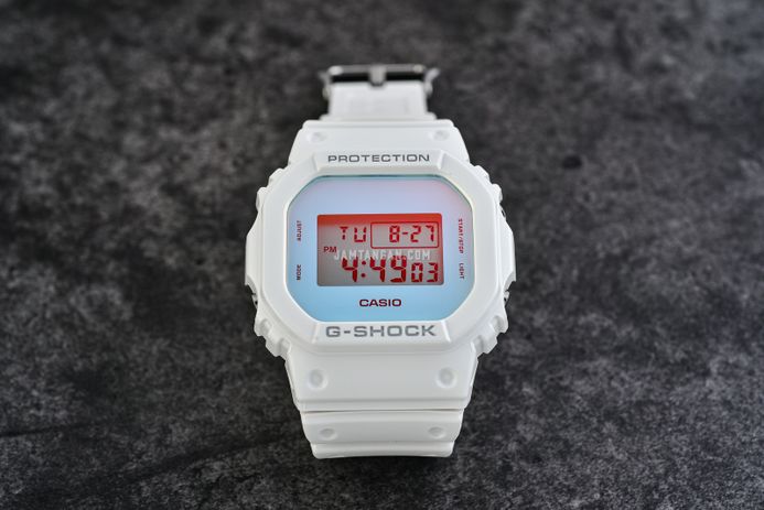 Casio G-Shock DW-5600TL-7DR Beach Time Lapse Series Digital Dial White Resin Band