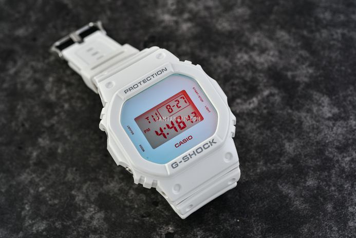 Casio G-Shock DW-5600TL-7DR Beach Time Lapse Series Digital Dial White Resin Band
