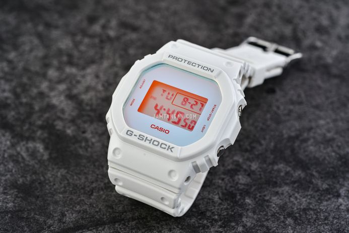 Casio G-Shock DW-5600TL-7DR Beach Time Lapse Series Digital Dial White Resin Band