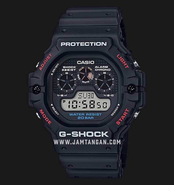 Casio G-Shock DW-5900-1DR Three-Eye Digital Dial Black Resin Band