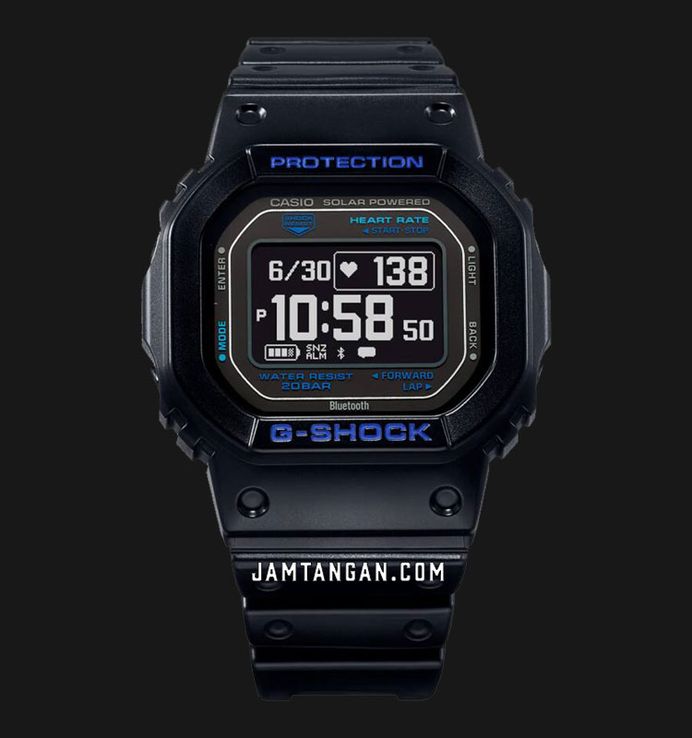 Casio G-Shock DW-H5600-1A2DR Smartwatch G-Squad Heart Monitor Digital Dial Black Resin Band