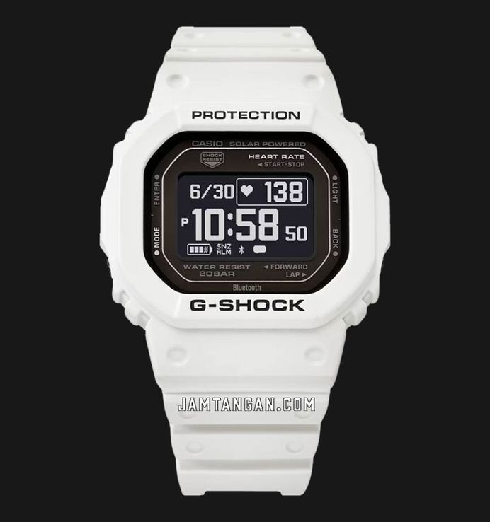 Casio G-Shock DW-H5600-7DR Smartwatch G-Squad Heart Monitor Digital Dial White Resin Band