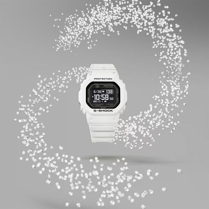Casio G-Shock DW-H5600-7DR Smartwatch G-Squad Heart Monitor Digital Dial White Resin Band