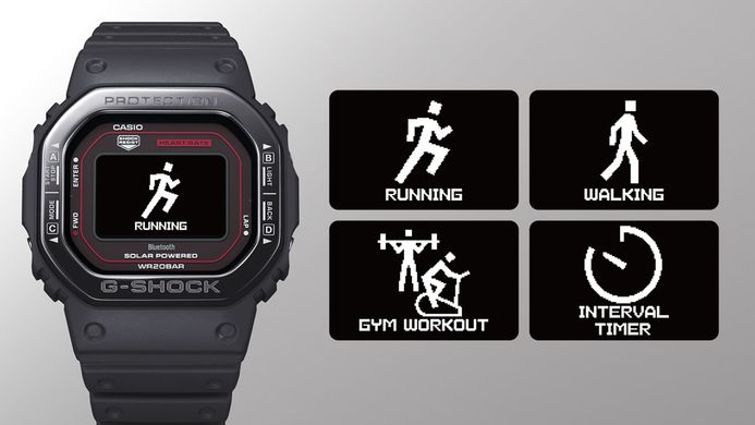 Casio G-Shock DW-H5600MB-1A4JR Smartwatch G-Squad Heart Monitor Digital Dial Black Resin Band (JDM)