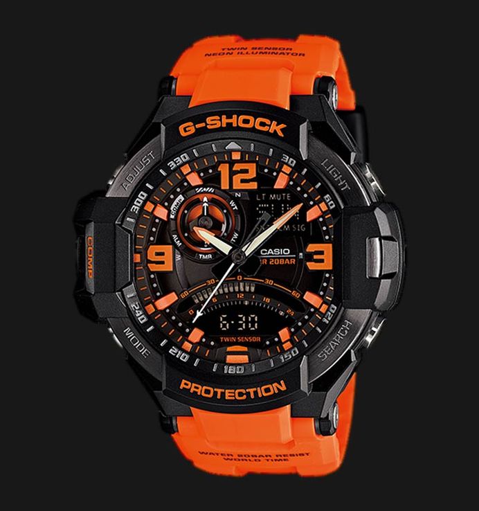 Casio G-Shock Gravitymaster GA-1000-4ADR Master Of G Twin Sensor Digital Compass Orange Resin Band