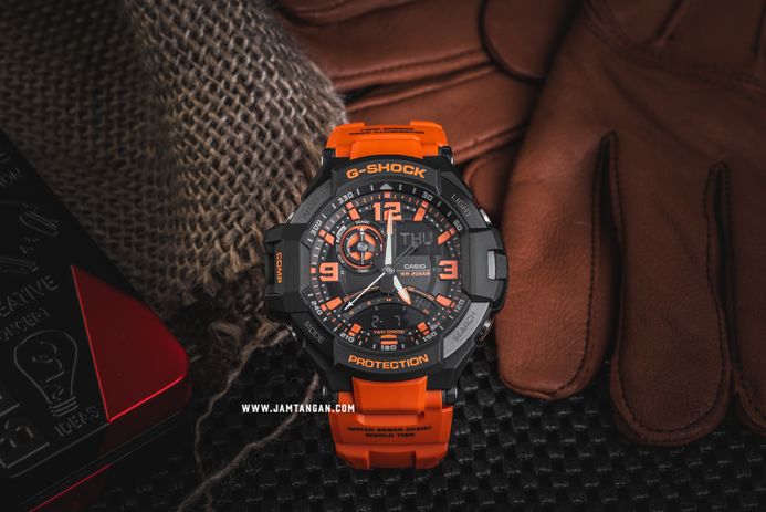 Casio G-Shock Gravitymaster GA-1000-4ADR Master Of G Twin Sensor Digital Compass Orange Resin Band