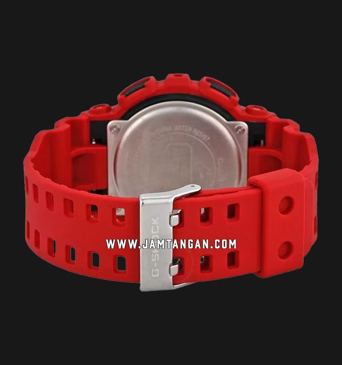 Casio G-Shock GA-100B-4ADR Black Digital Analog Dial Red Resin Band