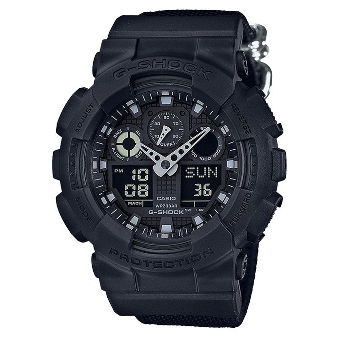Casio G-Shock GA-100BBN-1ADR Special Color Models Black Dial CORDURA Nylon  Fabric Band