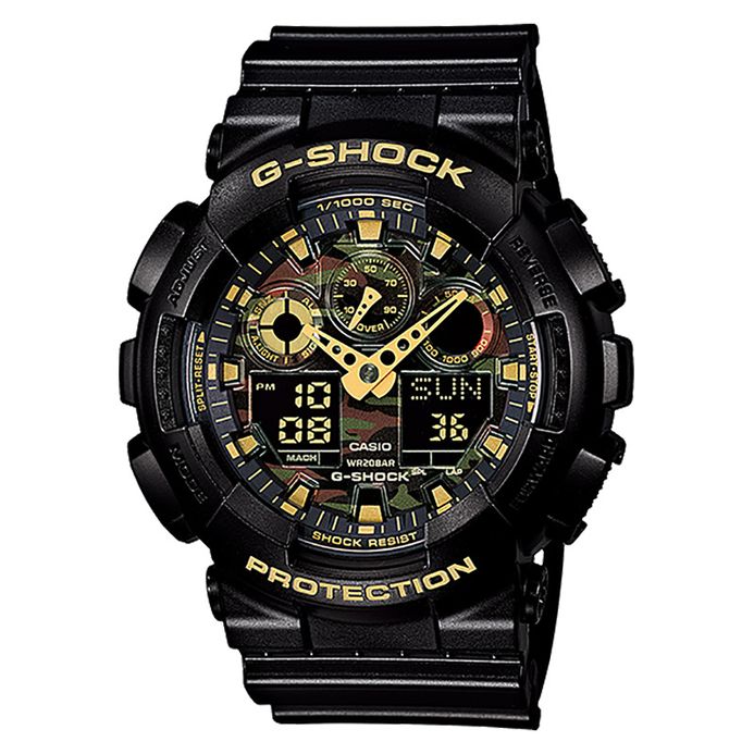Casio G-Shock GA-100CF-1A9DR Camouflage Series Digital Analog Dial Black  Resin Band