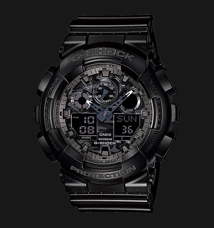 Casio G-Shock GA-100CF-1ADR G-Classic Camouflage Digital Analog Dial Black Resin Band