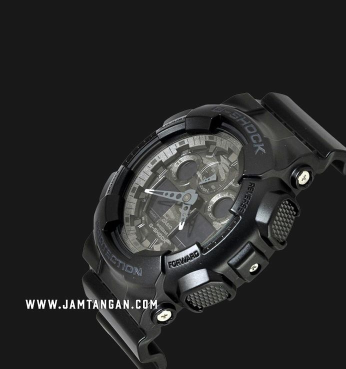 Casio G-Shock GA-100CF-1ADR G-Classic Camouflage Digital Analog Dial Black Resin Band