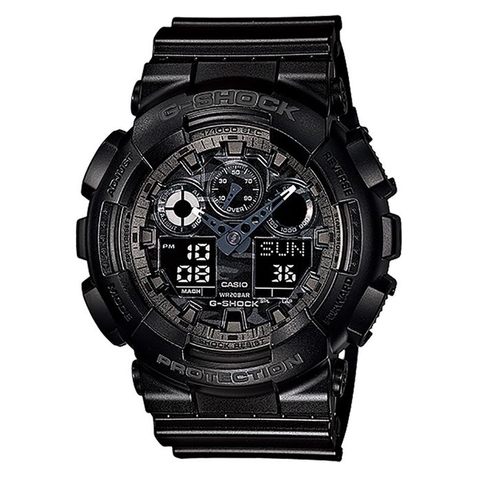 Casio G-Shock GA-100CF-1ADR G-Classic Camouflage Digital Analog Dial Black  Resin Band