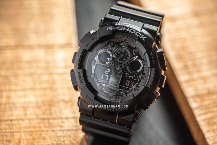 Casio G-Shock GA-100CF-1ADR G-Classic Camouflage Digital Analog Dial Black Resin Band