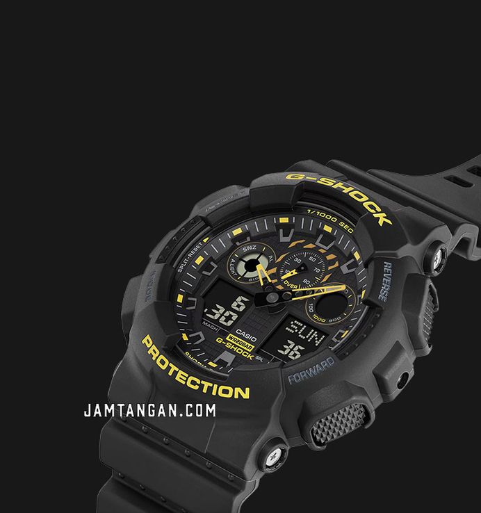 Casio G-Shock GA-100CY-1ADR Caution Yellow Series Digital Analog Dial Black Resin Band