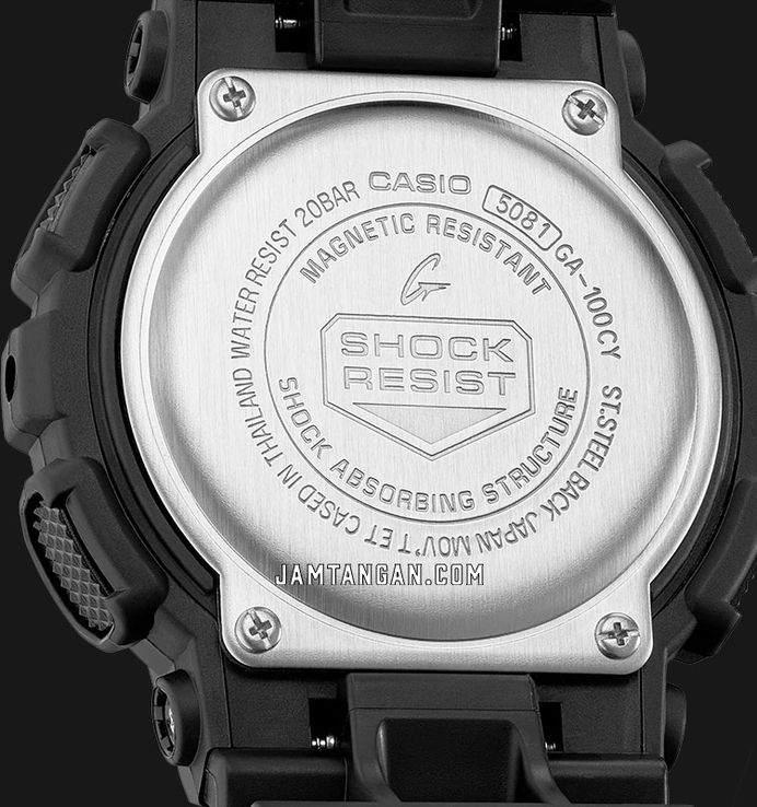 Casio G-Shock GA-100CY-1ADR Caution Yellow Series Digital Analog Dial Black Resin Band