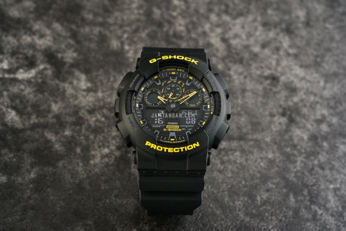 Casio G-Shock GA-100CY-1ADR Caution Yellow Series Digital Analog Dial Black Resin Band