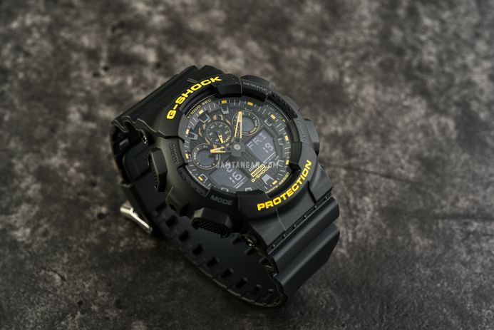 Casio G-Shock GA-100CY-1ADR Caution Yellow Series Digital Analog Dial Black Resin Band