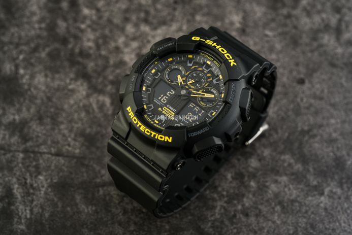 Casio G-Shock GA-100CY-1ADR Caution Yellow Series Digital Analog Dial Black Resin Band