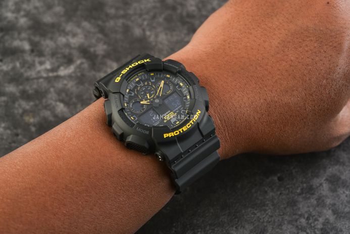 Casio G-Shock GA-100CY-1ADR Caution Yellow Series Digital Analog Dial Black Resin Band