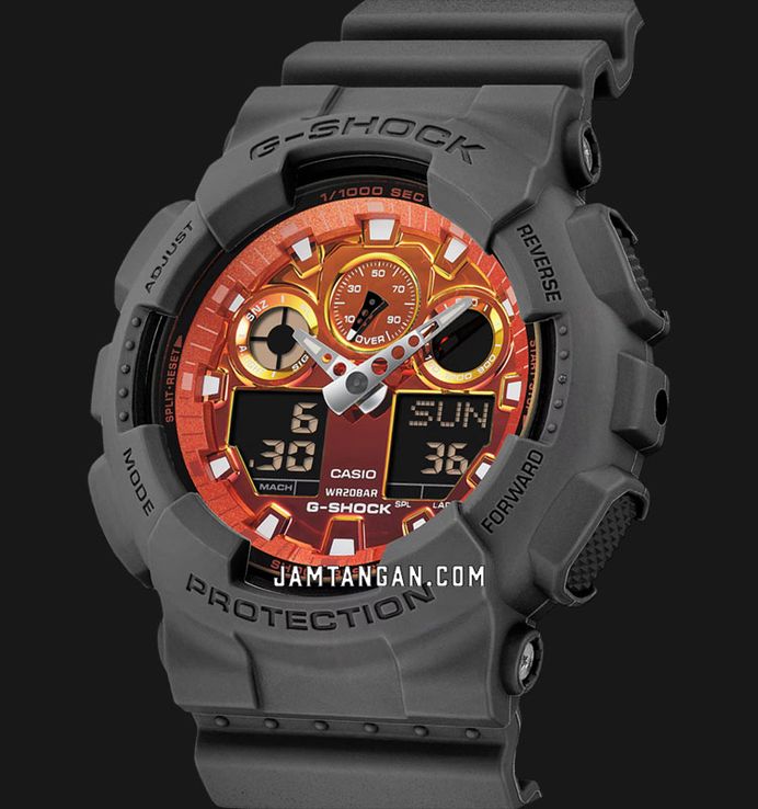 Casio G-Shock GA-100FL-8AJF Flame Inside Collection Digital Analog Dial Grey Resin Band (JDM)