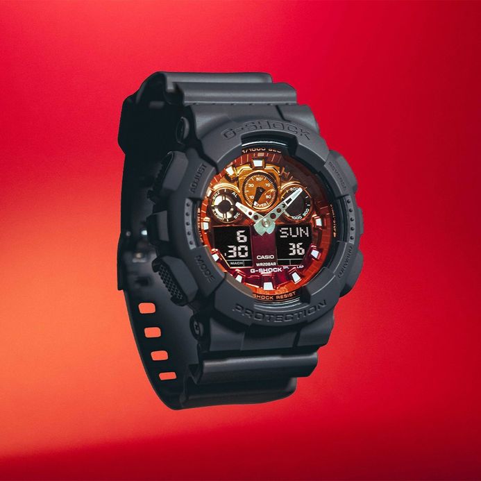 Casio G-Shock GA-100FL-8AJF Flame Inside Collection Digital Analog Dial Grey Resin Band (JDM)