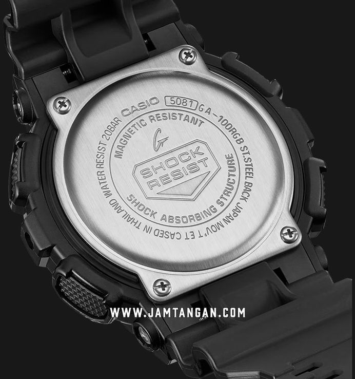 Casio G-Shock GA-100RGB-1ADR Virtual Rainbow Digital Analog Dial Black Resin Band
