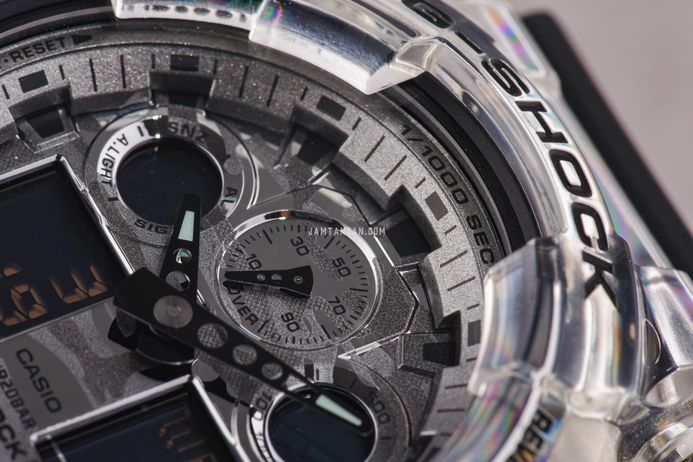 Casio G-Shock GA-100SKC-1ADR Skeleton Camouflage Digital Analog Dial Black Resin Band
