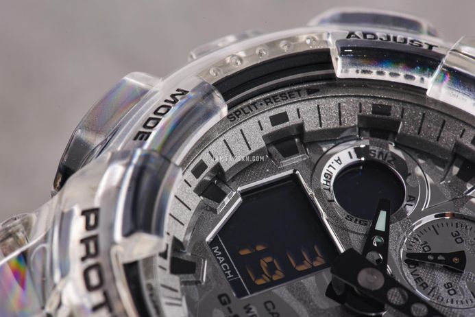 Casio G-Shock GA-100SKC-1ADR Skeleton Camouflage Digital Analog Dial Black Resin Band