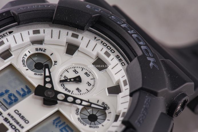 Casio G-Shock GA-100WD-1ADR Black And Briliant White Digital Analog Dial Black Resin Band