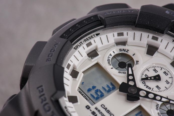 Casio G-Shock GA-100WD-1ADR Black And Briliant White Digital Analog Dial Black Resin Band