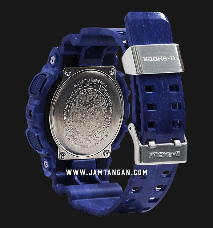 Casio G-Shock GA-110BWP-2ADR Chinese Porcelain Digital Analog Dial Navy Blue Resin Band