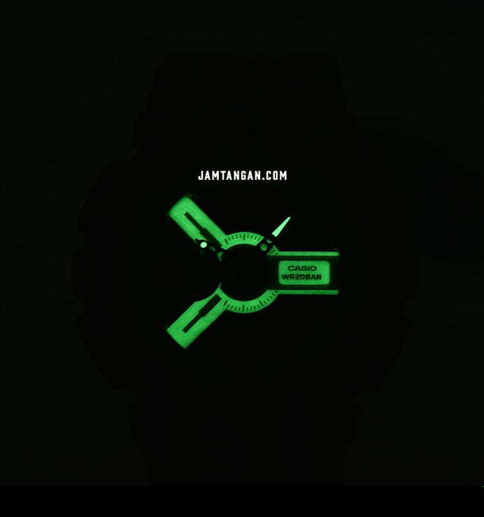 Casio G-Shock GA-110HD-8ADR Hidden Glow Series Digital Analog Luminous Dial Grey Resin Band